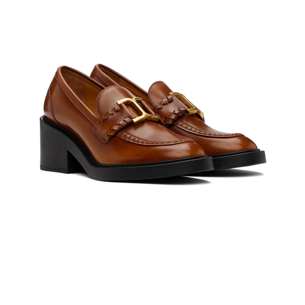 Chloe Brown and Gold Flats with Classic Design